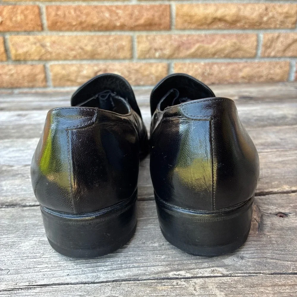 Vintage Florsheim Black Leather Kiltie Tassel Loafers Men's 7.5 E Wide 20108